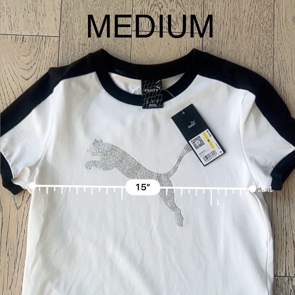 NWT PUMA X FENTY Black and White T7 Slim Tee - Picture 6 of 10